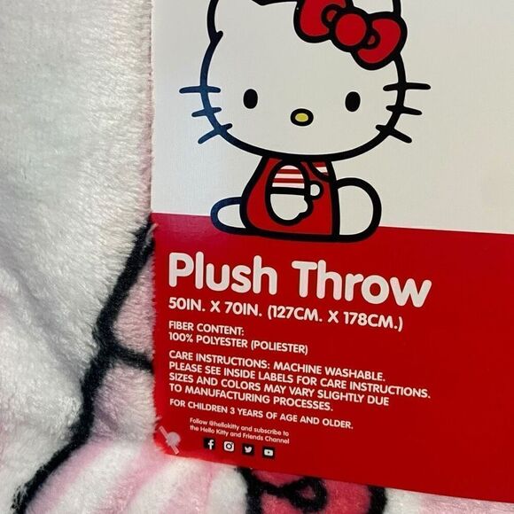 Hello Kitty Striped Pink White Burger and Fries Throw Blanket New with Tags (c) - Picture 7 of 8